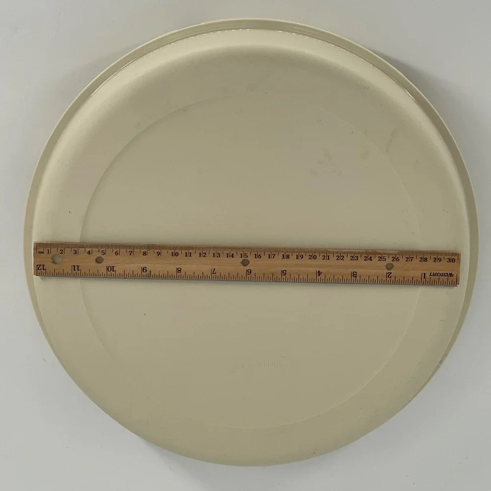 Tupperware Serving Tray Veggie Dip Platter with Lid Beige Vintage‎ Large Good